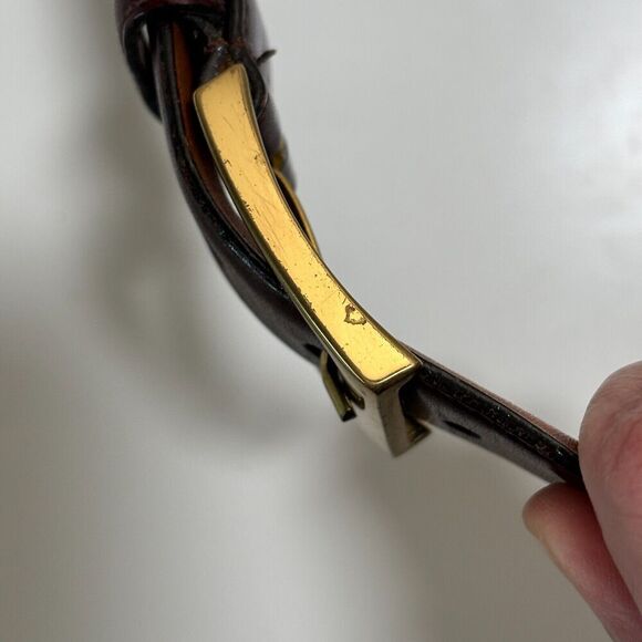 Trafalgar Mens Cognac Brown Genuine Cortina Leather Dress Belt Sz‎ 44 USA Made - Picture 10 of 11